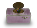Silver and full lilac radial guilloche enamel singing bird box