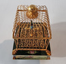 An exquisite Miniature Singing bird Cage in original leather case by E. Flajoulot