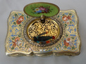 Antique Bruguier singing bird box, fusee movement, silver gilt and enamel case