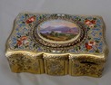 Antique Bruguier singing bird box, fusee movement, silver gilt and enamel case