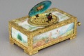 Gilt metal and painted ivory panel singing bird box, by C. H. Marguerat