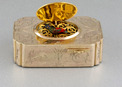 Antique gilt metal and pictorial enamel singing bird box, by Bontems