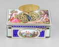 A very fine Sterling silver gilt, enamel and pictorial enamel singing bird box, by Karl Griesbaum