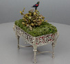 Antique silver plated intermittent-singing bird table jardiniere-on-stand, by Bontems