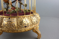 Gilt metal small double singing birds-in-cage, by Elpa