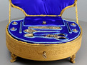 A highly desirable and fine antique gilt metal and silver-gilt Palais Royale musical necessaire