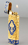 Tooled gilt metal and enamel cigarette lighter, by Cartier