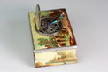 Finely painted antique sarcophagus-form wooden singing bird box, by E. Flajoulot retailed by Juvenia