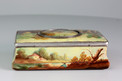 Finely painted antique sarcophagus-form wooden singing bird box, by E. Flajoulot retailed by Juvenia