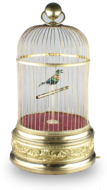 Large antique single singing bird-in-cage, by Bontems