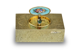 Antique silver-gilt and pictorial enamel singing bird box, by Rochat