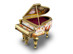 Vintage enamel and gilt metal grand piano musical box