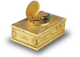 A very fine antique gilt bronze singing bird box, most certainly by Bontems