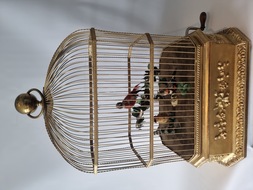 Large triple antique singing bird-in-cage, by Phallibois