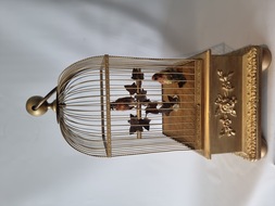 Antique large double singing bird-in-cage, by Bontems