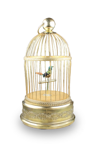 Small singing bird-in-cage, by Bontems