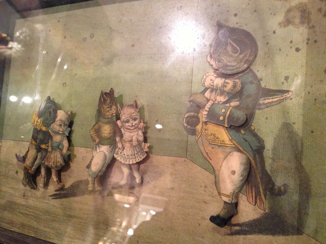 Antique Musical picture automaton - 'The Feline Dancing Lesson