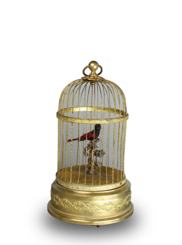 A small singing bird-in-cage, by Bontems