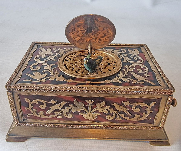 Rare Boulle Tortoiseshell Singing Bird Box 