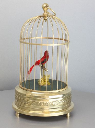 A small single singing bird-in-cage, by Karl Griesbaum