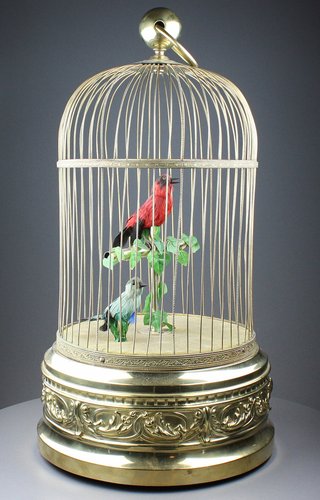 Antique Double singing birds-in-cage, most probably Bontems
