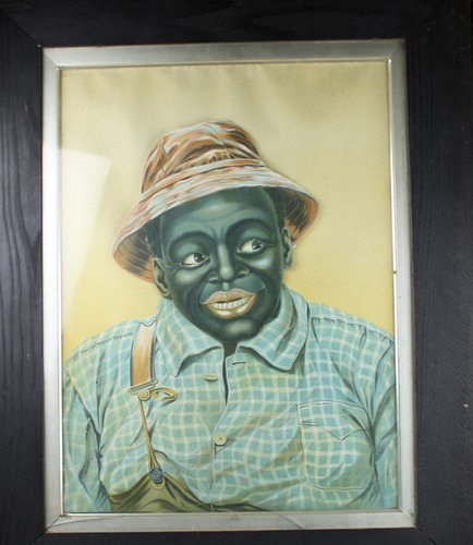 Antique expression-changing portrait picture automaton of a black farmer, by Hoyt