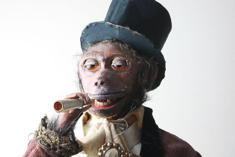 Antique standing monkey smoker automaton, by Gustave Vichy