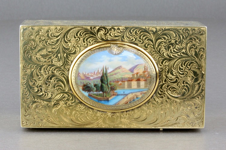 Antique silver-gilt and pictorial enamel singing bird box, by Rochat