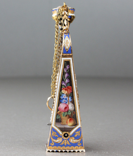 Gold, diamond, enamel and split seed pearl musical harp, by Bessiere & Schneider